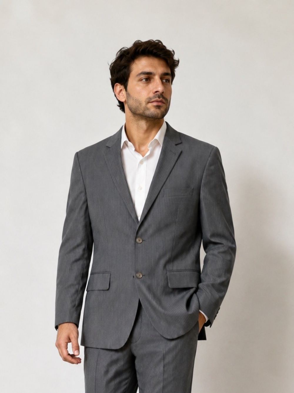 Express Men Size 38S Brand New Light Gray Pinstripe Blazer Suit Jacket 2 Button